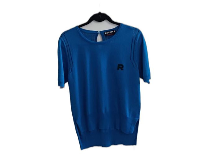 Rochas Maglione di cotone mai indossato Blu