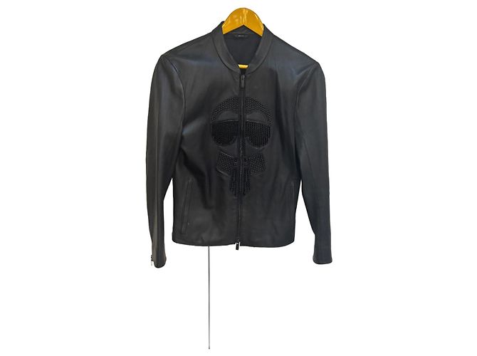 Fendi Karl Lagerfeld Studded Leather Jacket Black