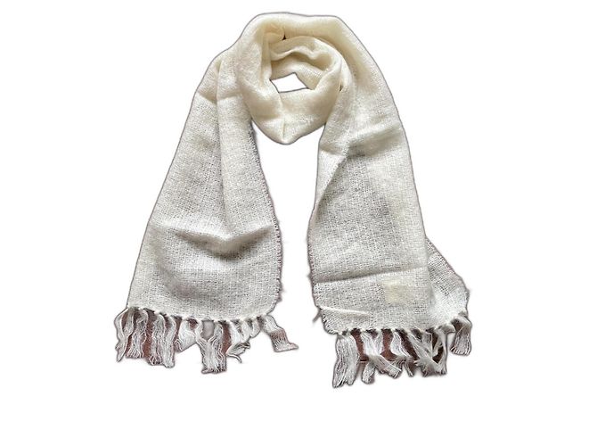 Autre Marque Cachecol John Hannly de mohair e lã creme Cru