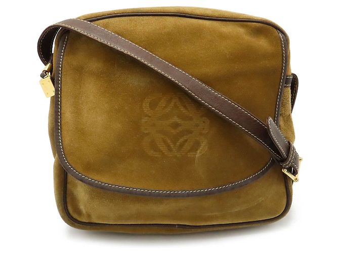 Bolsa de ombro Loewe de camurça e couro Anagram Marrom
