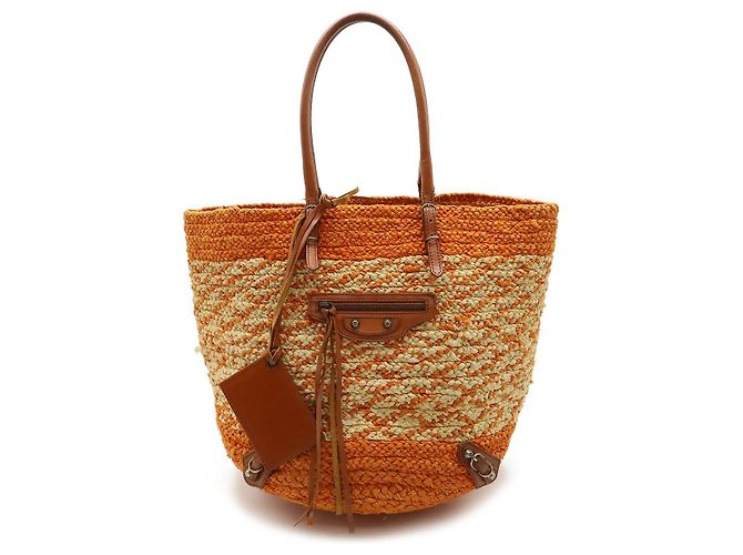 Bolsa 2way de couro e ráfia Balenciaga 286370