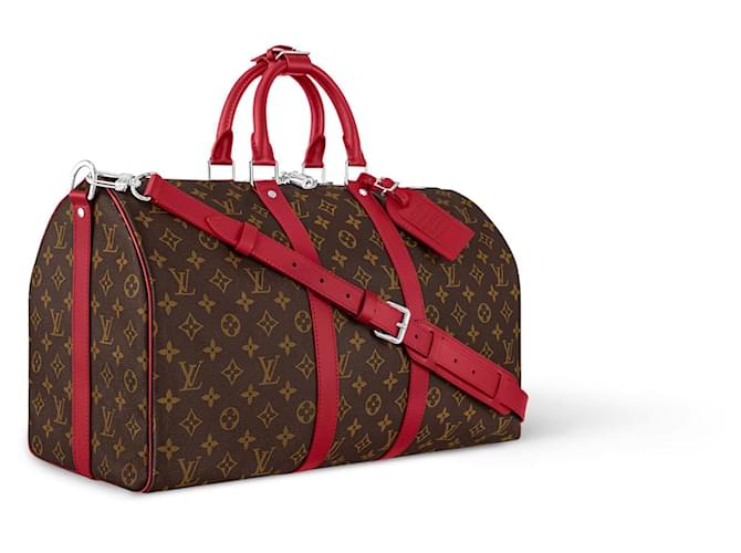 Abbesses Louis Vuitton LV Keepall 45cm red and monogram Cloth  ref.1925490