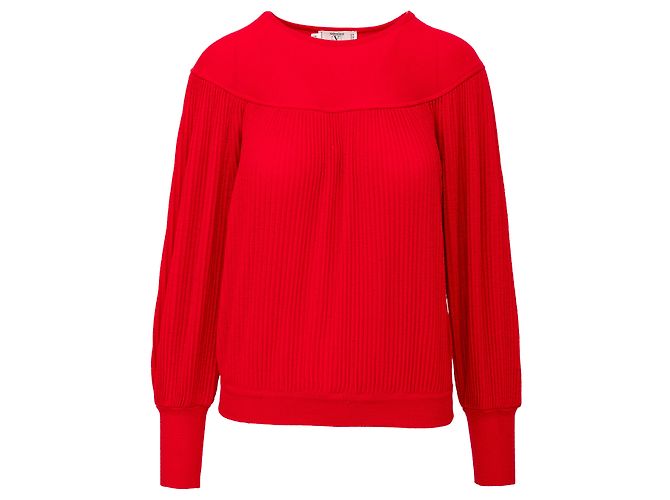 Top de punto plisado Valentino Studio Roja