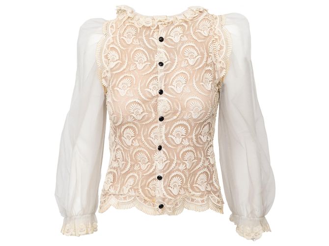 Autre Marque Top de encaje Collection Privée Beige