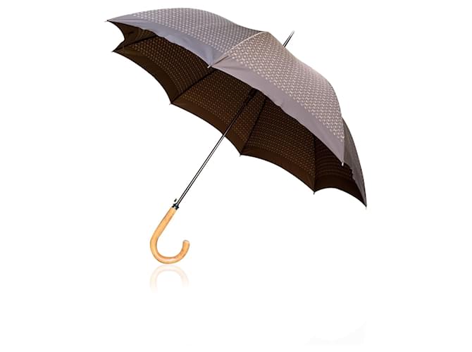 Louis Vuitton Monogram Logo LV Parasol Cane Umbrella Wood Handle Brown Cloth  ref.1926794