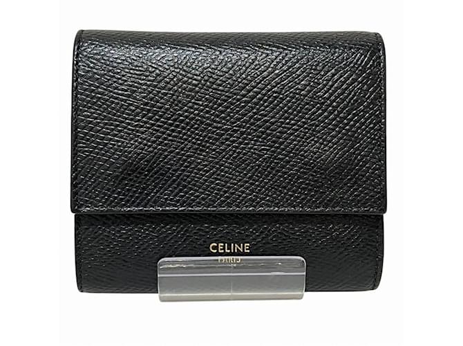 Céline Celine Small Trifold Wallet Black Leather  ref.1927236