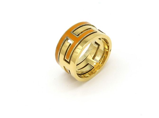 Hermès Hermes Move Ash Ring Silver Gold Orange Metal
