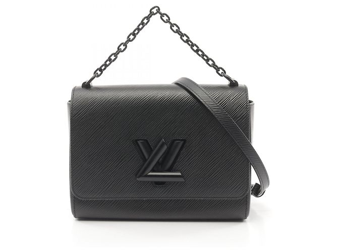 Louis Vuitton Twist MM Leather Handbag M55858 Black