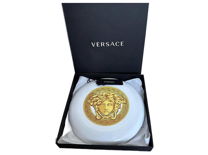 Frisbee FreeStyle de plástico blanco/amarillo Medusa de Versace