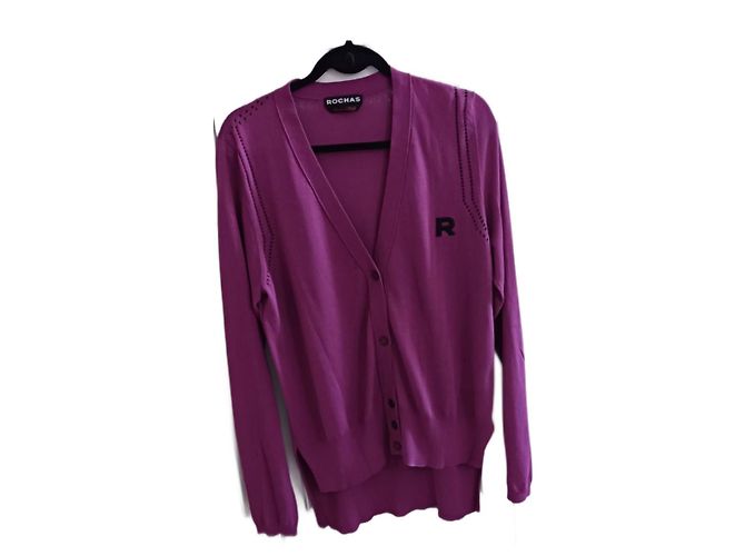 Rochas Langärmelige Strickjacke Baumwolle Fuchsia Fuschia