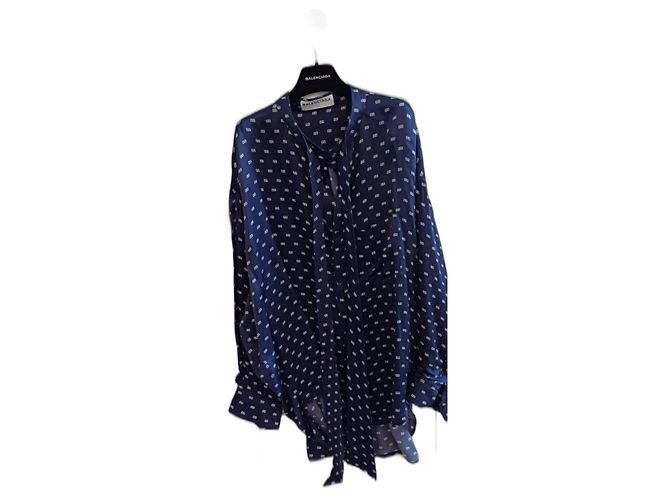 Autre Marque Camisa larga azul marino con logo blanco BB