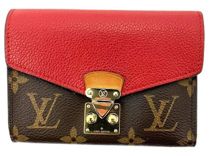 Louis Vuitton Monogramm Pallas Bi-Fold Geldbörse Braun Rot