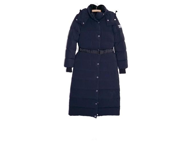 Burberry Black Puffer Belted Eppingham Coat Navy blue