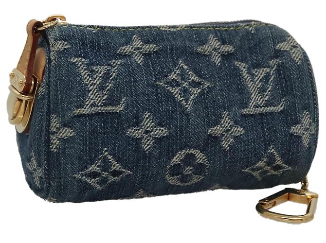 LOUIS VUITTON Monogram Denim Trousse Speedy Pouch Blue M95082 LV Auth 107104