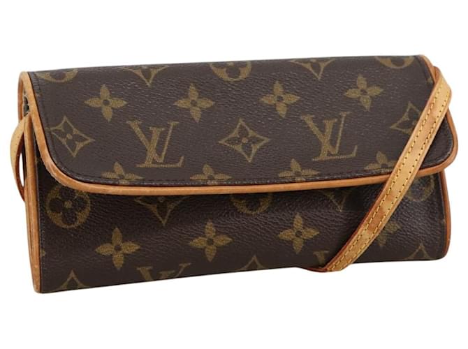 Pochette Twin Louis Vuitton Marrom Lona  ref.1929783
