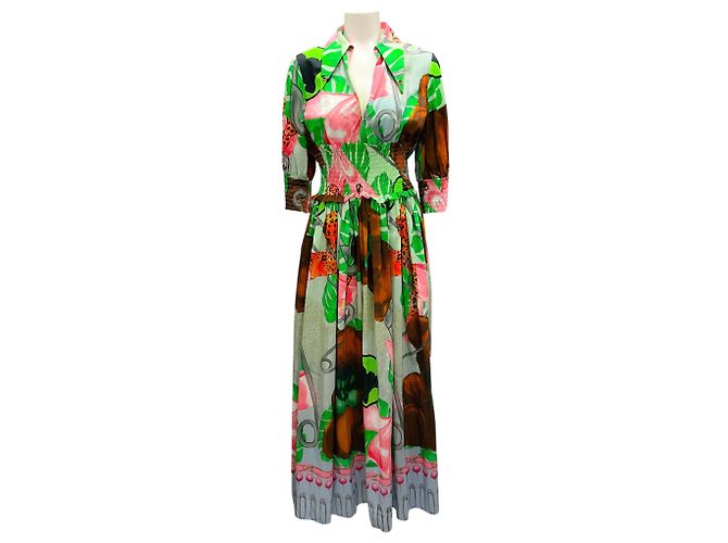Abito maxi in cotone con stampa a graffetta multicolore di Sass & Bide