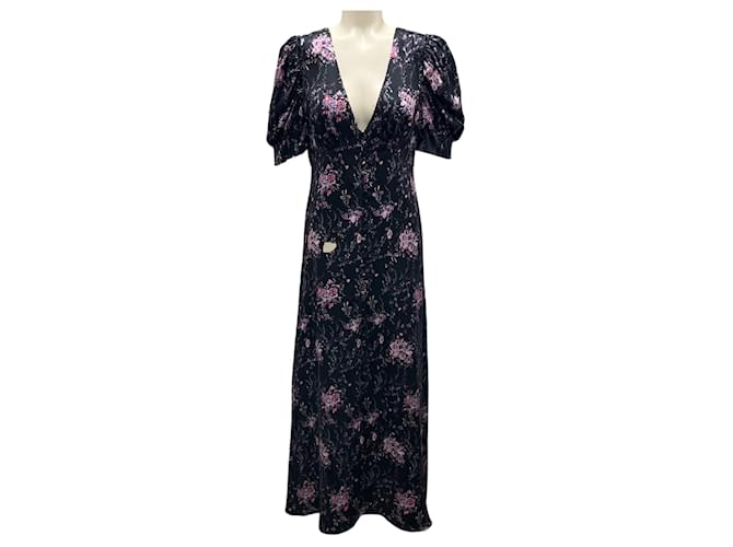Autre Marque LoveShackFancy Navy Cosmos Delaney Dress Navy blue Silk  ref.1929998