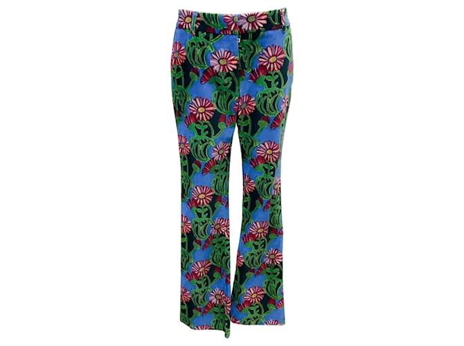 Autre Marque La DoubleJ Blue Multi Floral Print Edition 30 Cotton Velvet 24/7 Pants Multiple colors  ref.1930017