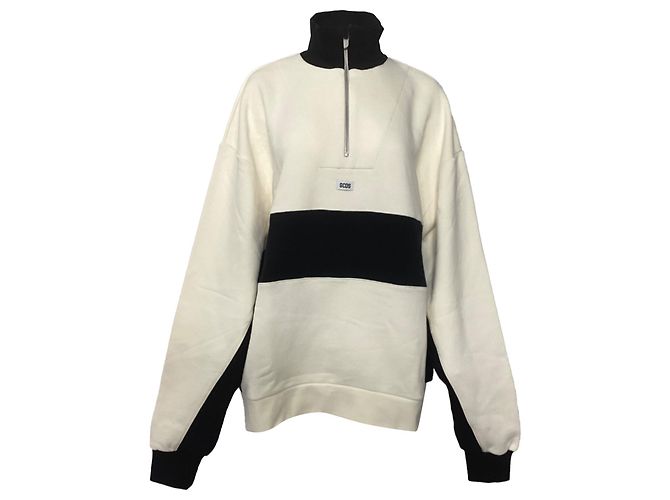 Pull demi-zippé GCDS en coton blanc et noir
