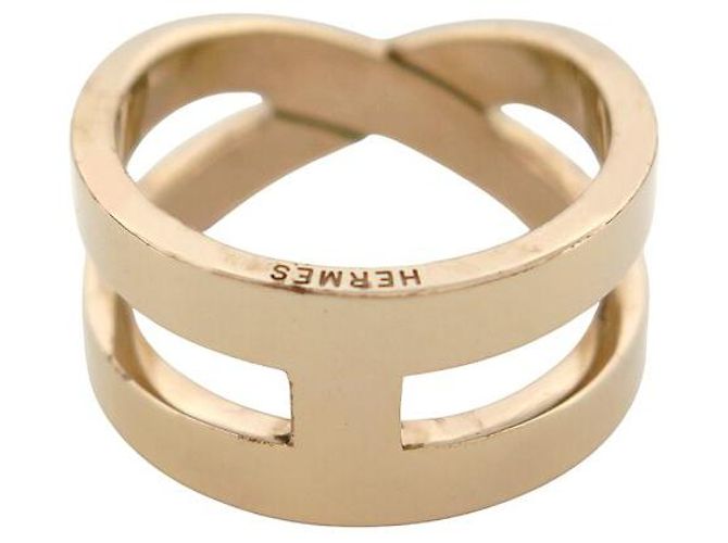 Ring Hermès ANELLO DI SCIARPA HERMES POP H IN METALLO DORATO D'oro