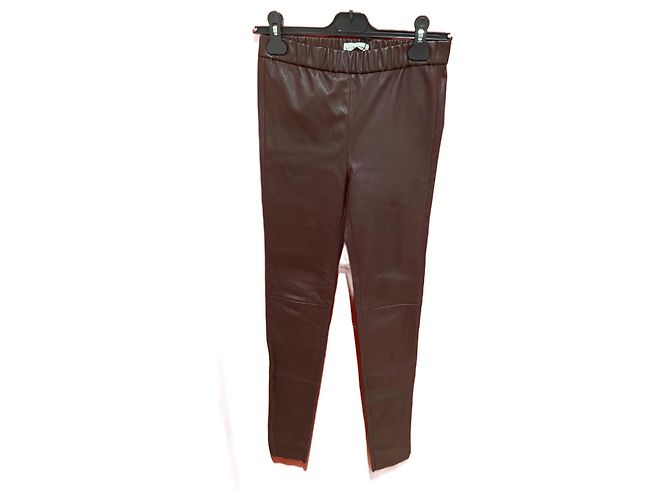 Leggings de cuero Sonia Rykiel burdeos