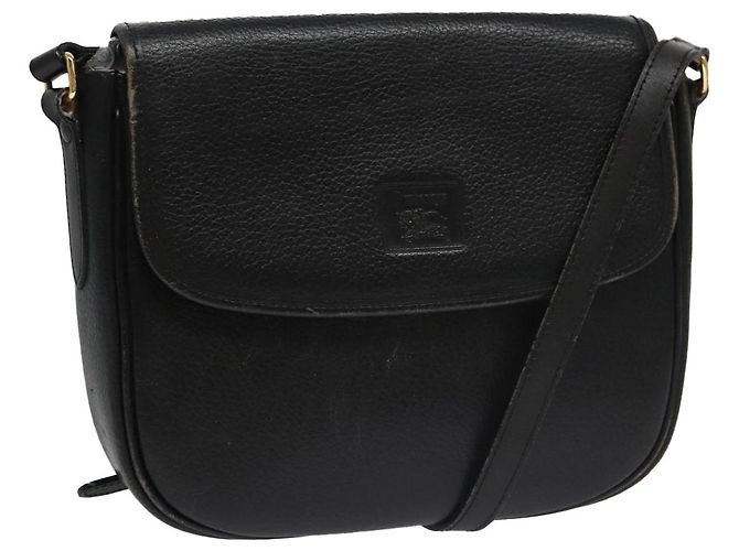 Autre Marque Borsa a spalla Burberrys in pelle nera Auth ep6980 Nero