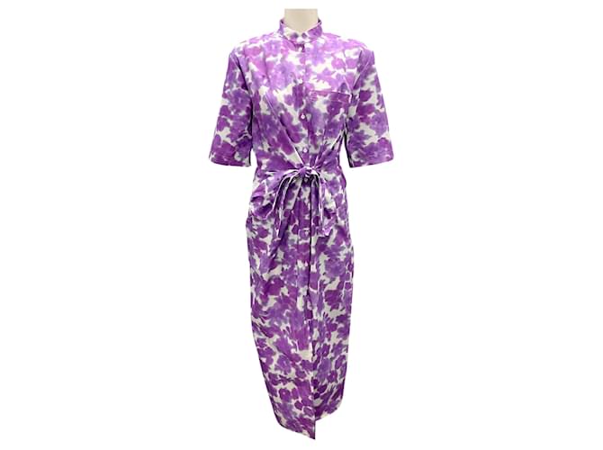 Autre Marque Christian Wijnants Purple / White Tie-Dye Print Long Dress Cotton  ref.1932806