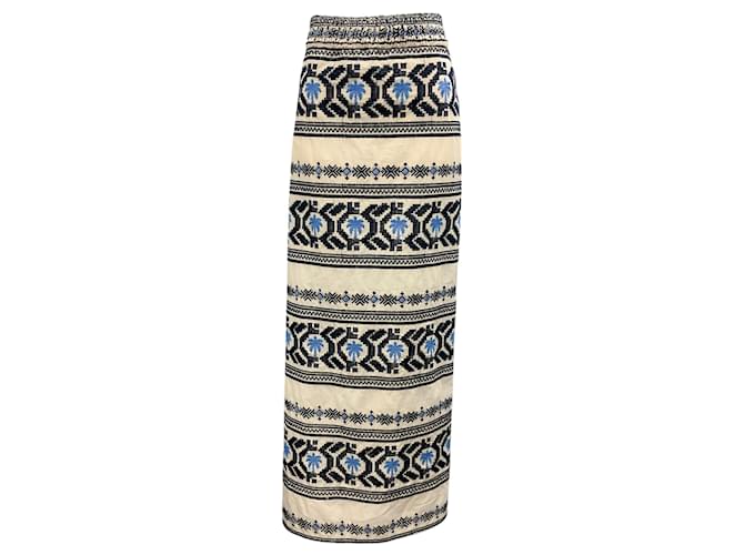 Autre Marque Johanna Ortiz Tropic Ecru / Blue Namtrik Maxi Skirt Multiple colors Cotton  ref.1932818