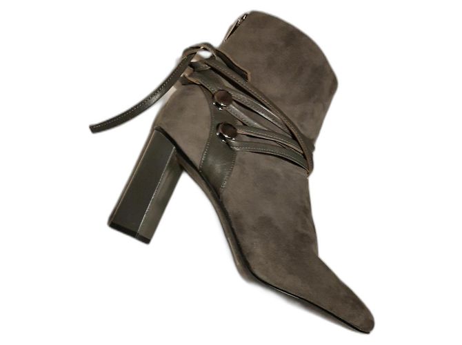 Autre Marque Stiefeletten aus grauem Pony-Kalbsleder Größe 38