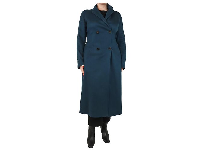 Colombo Teal cashmere double-breasted coat - size UK 14 Blue