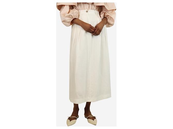 Autre Marque Cream linen A-line midi skirt - size XS  ref.1933633