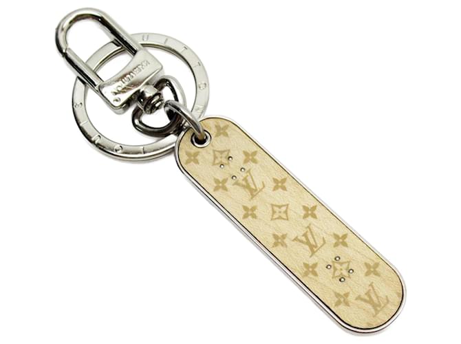 Louis Vuitton Keyring Charm Silvery Metal Wood  ref.1933741