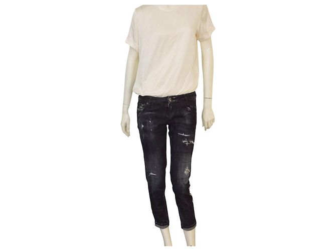 Pantaloni slim in denim Icon Dsquared2 nero grigio
