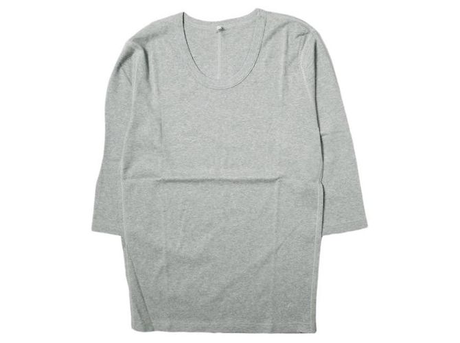 Autre Marque Koko Solid U-Neck 3/4 Sleeve T-Shirt L Gray Brown