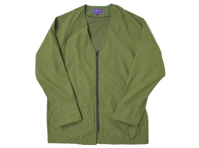 Autre Marque Giacca camicia con zip verde oliva a collo a V dell'esercito