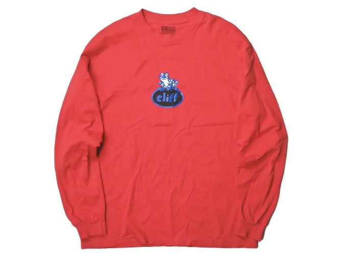 Autre Marque Camiseta de algodón roja de manga larga Cliff Logo
