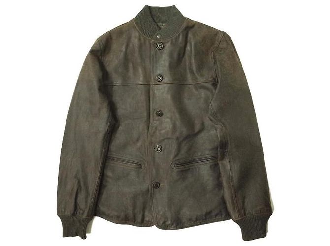 Ralph Lauren Casaco de carro de couro RRL em couro bovino Castanho escuro