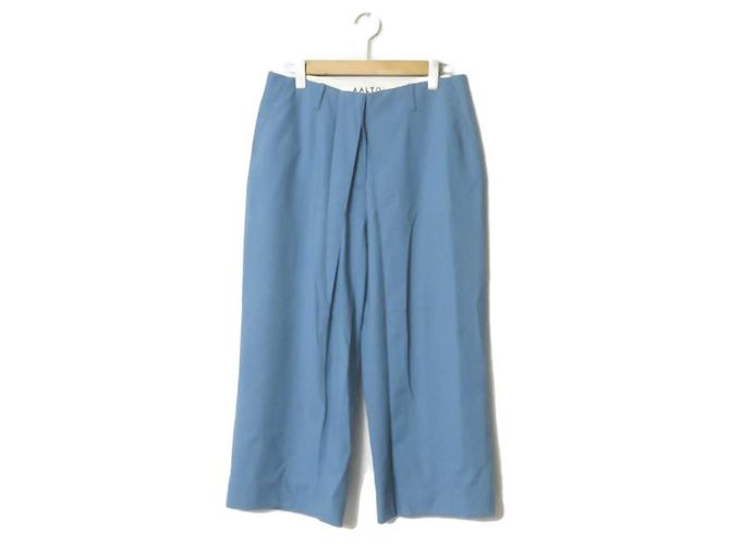 Autre Marque Calças de lã com pregas frontais AALTO Azul
