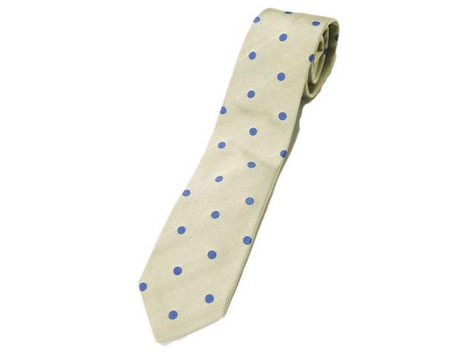 Autre Marque Corbata de seda con lunares beige/azul JOHN COMFORT