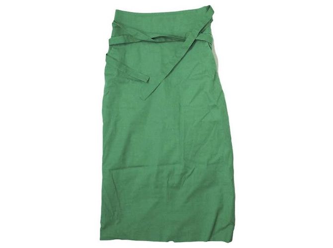 Autre Marque Gonna aderente in cotone e lino SACRA Verde