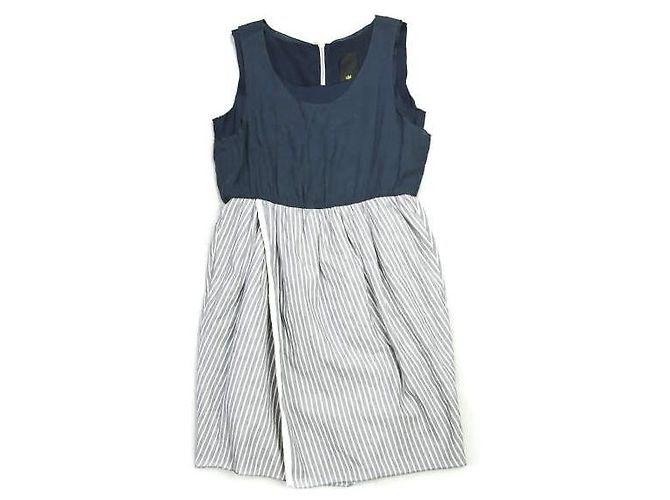 Autre Marque Drawer Leinen Kleid mit Docking-Design Marineblau