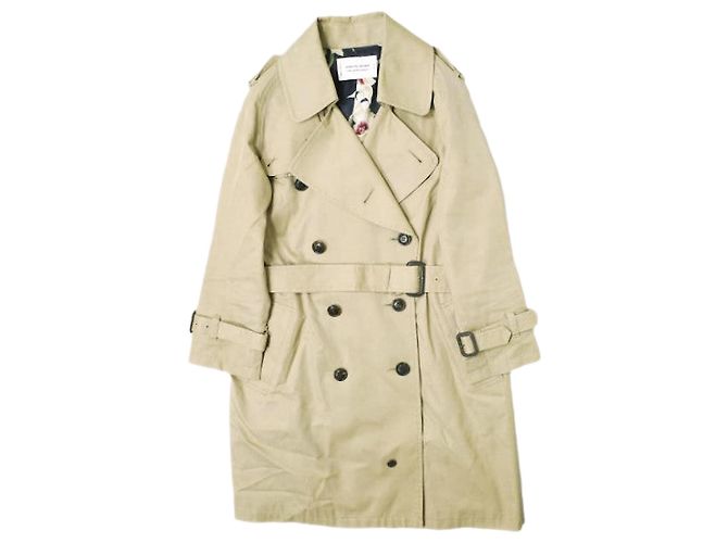 Autre Marque Abrigo trench de algodón beige