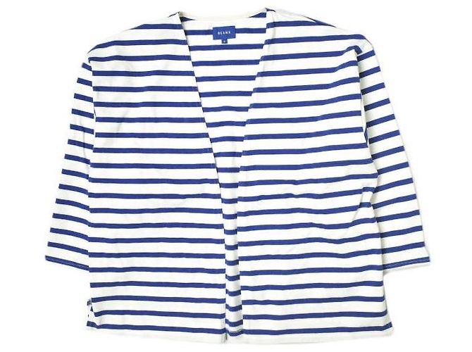 Autre Marque BEAMS Cut-Off Cardigan S Weiß/Blau