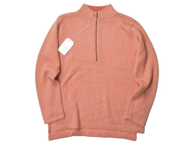 Autre Marque Bukht Mohair Zip-Mokkragen-Strickpullover in Pink