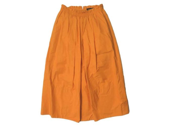 Autre Marque Drawer Baumwollrock Orange mit geraffter Taille
