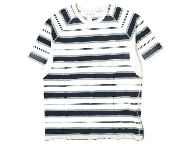 Autre Marque T-shirt Raglan a righe Tone blu e bianco cotone