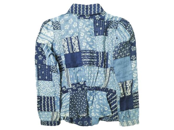 Ralph Lauren Top de linho patchwork RRL Bandana Azul