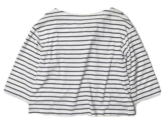 Autre Marque Steven Alan Back Ribbon Boat Neck Border Cut Sewn T-Shirt