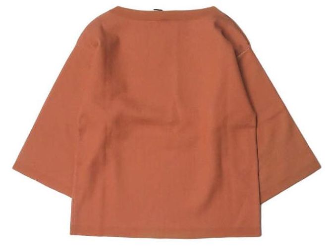 Autre Marque Top de punto de cuello barco de doble cara GIZA BIRDS EYE de Auralee Naranja