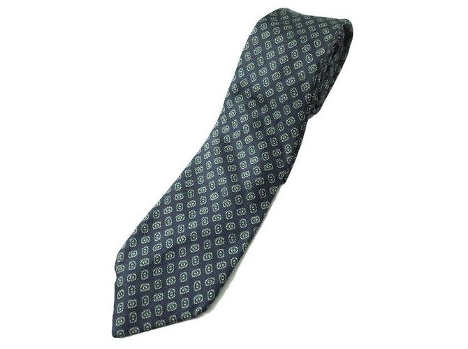 Aquascutum Silk Patterned Necktie Navy Navy blue